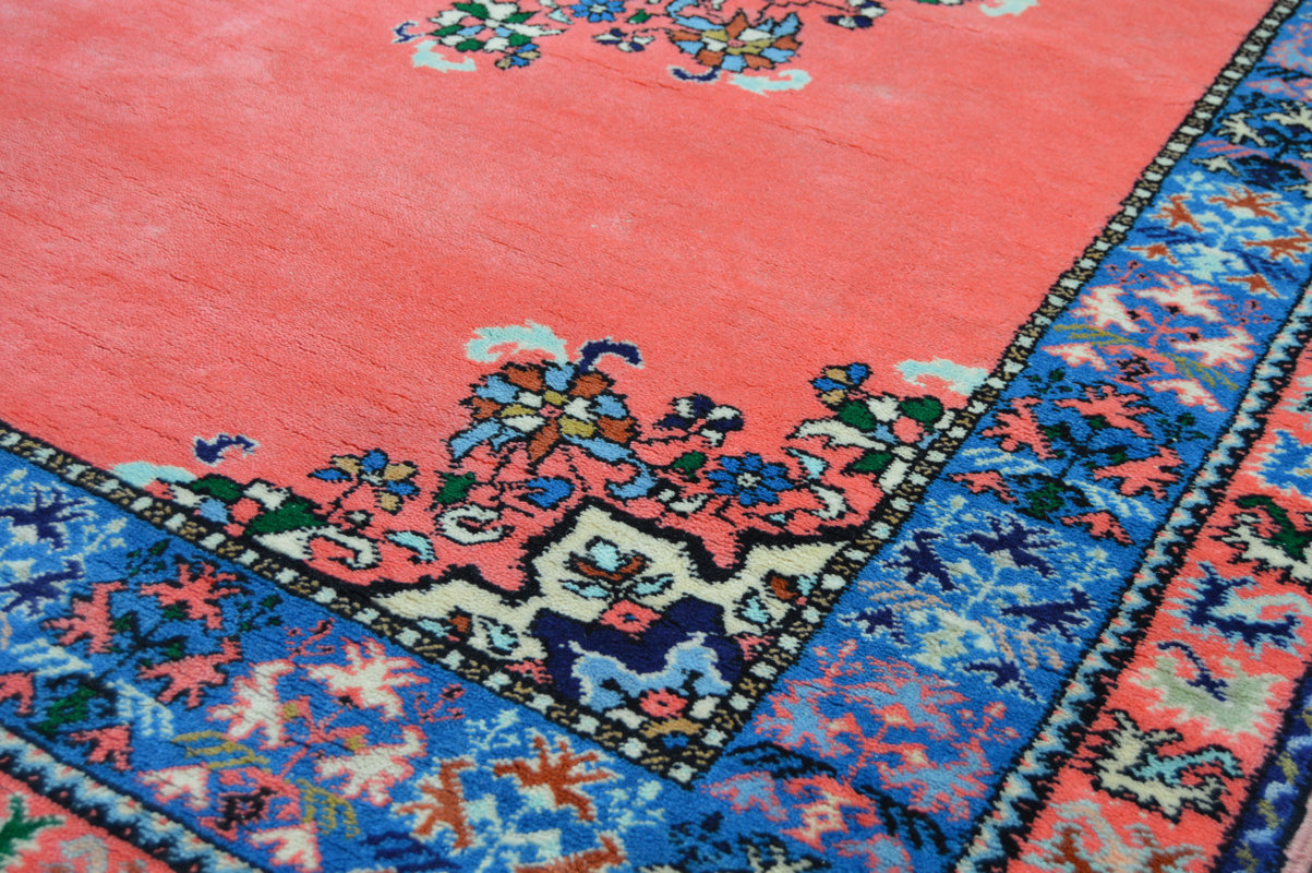 HandKnotted Wool Peach/Blue Area Rug & Reviews Perigold